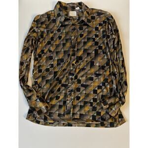 Men's 1970s Vintage Retro Long Sleeve Button-Up Shirt Disco EDM Rockabilly